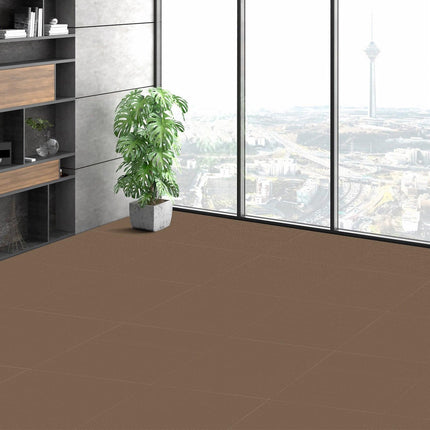 Carpet Tiles Peel and Stick, Squares Self Adhesive Carpet Floor Tile, Soft Padded Carpet Tiles, Easy Install DIY for Bedroom Living Room Indoor Outdoor (10 Tiles, Dark Brown).