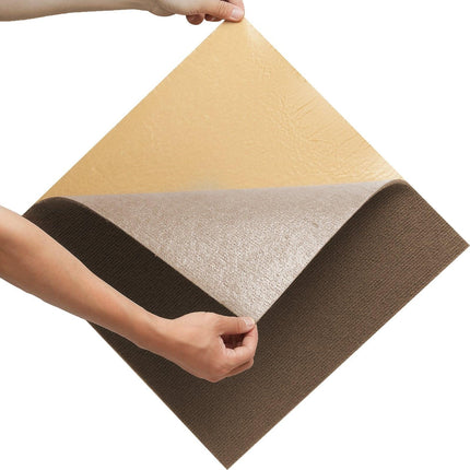 Carpet Tiles Peel and Stick, Squares Self Adhesive Carpet Floor Tile, Soft Padded Carpet Tiles, Easy Install DIY for Bedroom Living Room Indoor Outdoor (10 Tiles, Dark Brown).