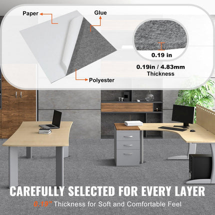Carpet Tiles Peel and Stick, Squares Self Adhesive Carpet Floor Tile, Soft Padded Carpet Tiles, Easy Install DIY for Bedroom Living Room Indoor Outdoor (9Tiles, Light Gray).