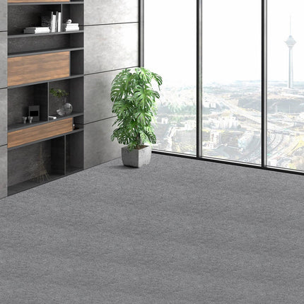 Carpet Tiles Peel and Stick, Squares Self Adhesive Carpet Floor Tile, Soft Padded Carpet Tiles, Easy Install DIY for Bedroom Living Room Indoor Outdoor (9Tiles, Light Gray).