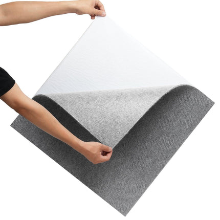 Carpet Tiles Peel and Stick, Squares Self Adhesive Carpet Floor Tile, Soft Padded Carpet Tiles, Easy Install DIY for Bedroom Living Room Indoor Outdoor (9Tiles, Light Gray).