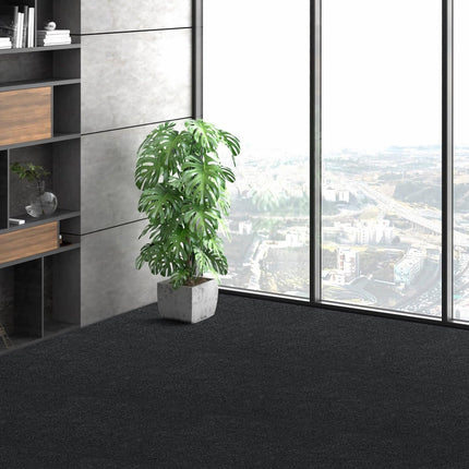 Carpet Tiles Peel and Stick, 24” x 24” Squares Self Adhesive Carpet Floor Tile, Soft Padded Carpet Tiles, Easy Install DIY for Bedroom Living Room Indoor Outdoor (15Tiles, Carbon Black).