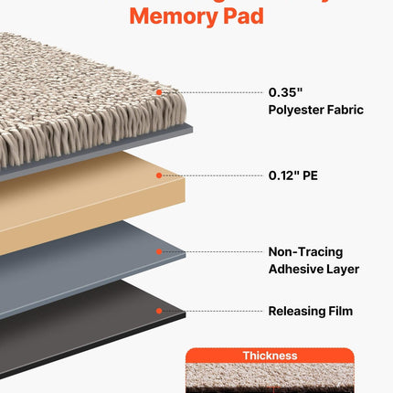 Carpet Tiles 457x457 mm, 10 Pack Carpet Square Rug Detachable & Damage-free, Self Adhesive Home Floor Soft Plush Padded for 2.1㎡ Coverage, Easy DIY for Living Room & Bedroom, Light Brown.