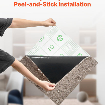 Carpet Tiles 457x457 mm, 10 Pack Carpet Square Rug Detachable & Damage-free, Self Adhesive Home Floor Soft Plush Padded for 2.1㎡ Coverage, Easy DIY for Living Room & Bedroom, Light Brown.