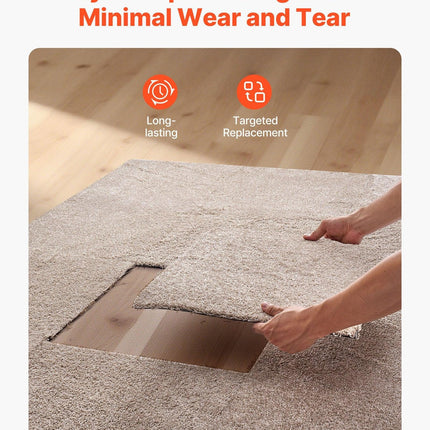 Carpet Tiles 457x457 mm, 10 Pack Carpet Square Rug Detachable & Damage-free, Self Adhesive Home Floor Soft Plush Padded for 2.1㎡ Coverage, Easy DIY for Living Room & Bedroom, Light Brown.