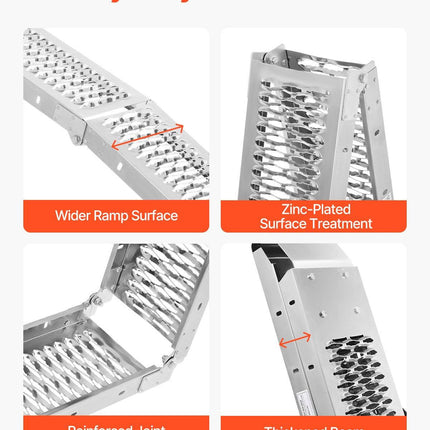 VEVOR Steel Ramps, 1000 lbs, 2Pcs Heavy-duty Ramps with Wider Ramp Surface, Universal Stable Loading Ramp with Handles, Fit for ATV, UTV, Motorcycle, Electric Bicycle, etc..
