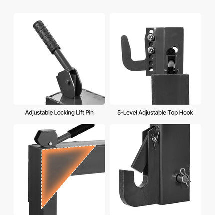 3-Point Quick Hitch with 2 in Receiver, 3000 Lbs Lift Capacity, 3-Pt Hitch with 5 Level Adjustable Bolt, Adaptation to Category 1 & 2 Tractor, Heavy Duty 3 Point Attachments, Black.