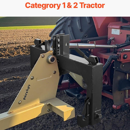 3-Point Quick Hitch with 2 in Receiver, 3000 Lbs Lift Capacity, 3-Pt Hitch with 5 Level Adjustable Bolt, Adaptation to Category 1 & 2 Tractor, Heavy Duty 3 Point Attachments, Black.