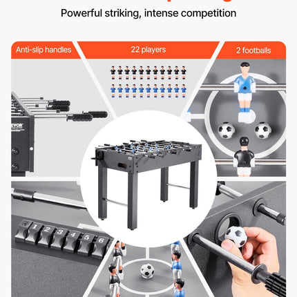 Foosball Table, 121 cm Standard Size Table, Indoor Full Size Foosball Tables for Home, Family, and Game Room, Durable Soccer Set, Includes 2 Balls, Score Keeper, and 2 Cup Holders.