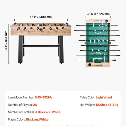 140 cm Foosball Soccer Game Table Standard Size Foosball Table for Home.