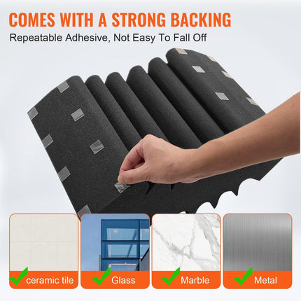 Acoustic Foam Panels 4 Pack 16.5 x 6.3 x 12 in Adhesive for Wall Ceiling.