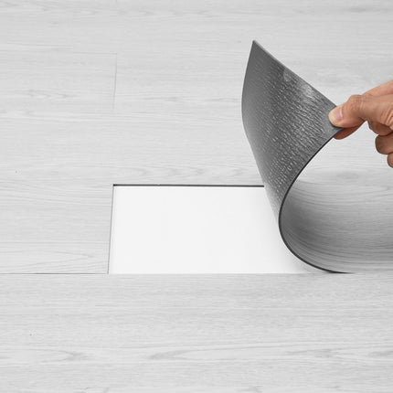 Self Adhesive Vinyl Floor Tiles 36 x 6 inch, 36 Tiles 2.5mm Thick Peel & Stick, Light Gray Wood Grain DIY Flooring for Kitchen, Dining Room, Bedrooms & Bathrooms, Easy for Home Decor.