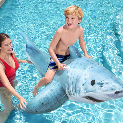 Bestway 1.83m x 1.02m Realistic Shark Pool Float Inflatable Rubber Ride on for Kids.