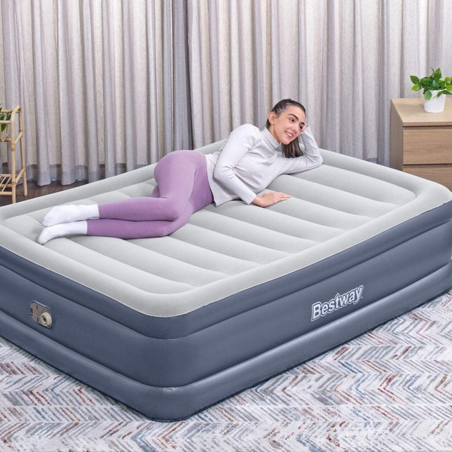 Bestway 2.03m x 1.52m x 51cm Tritech Air Inflatable Mattress Queen Built-in AC Pump.
