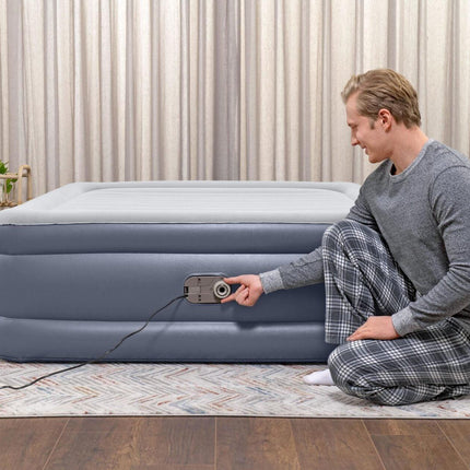 Bestway 2.03m x 1.52m x 51cm Tritech Air Inflatable Mattress Queen Built-in AC Pump.