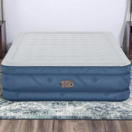 Bestway 2.03m x 1.52m x 46cm Fortech Snugable Top Air Inflatable Mattress Queen Built-in AC Pump.