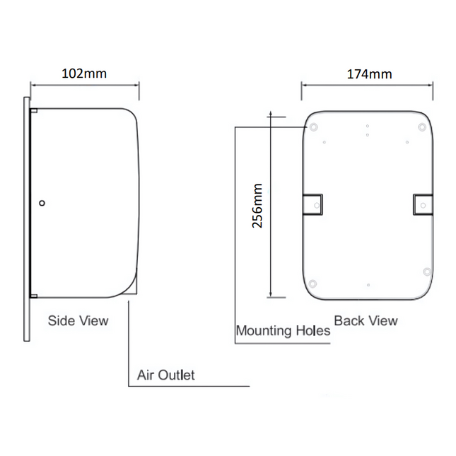 COMPACT Stainless Steel Hand Dryer 700W & 1000W.