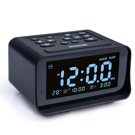 Bluetooth Alarm Clock with Thermometer - Black.