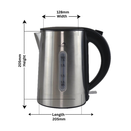 1.0L Brushed Silver Stainless Steel Kettle.