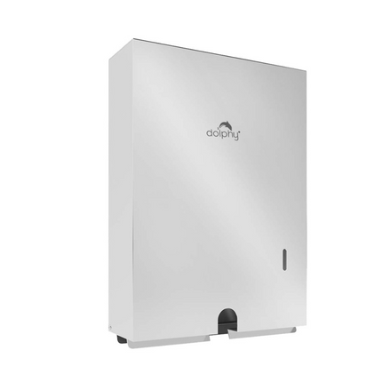 Silver Slimline Paper Towel Dispenser.