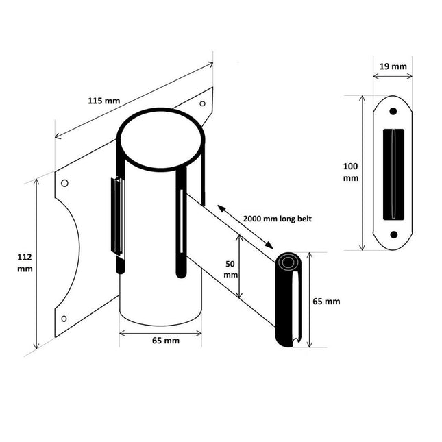 Wall Mounted Retractable Queue Barrier Belt.