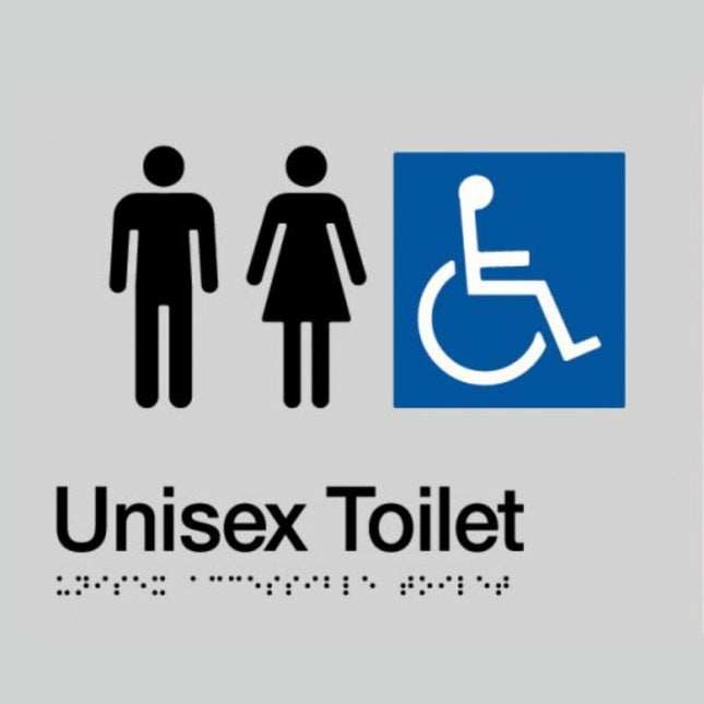 Unisex Toilet Braille Sign Silver/Black.