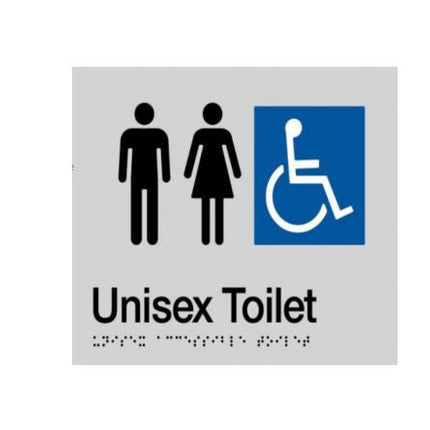 Unisex Toilet Braille Sign Silver/Black.