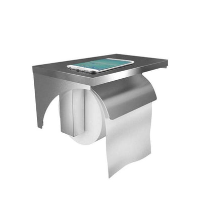 Stainless Steel Toilet Roll Holder With Shelf.