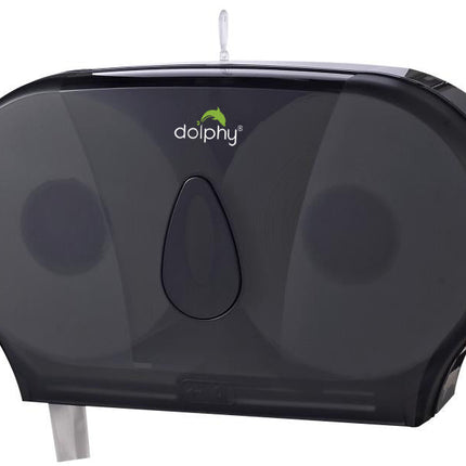 Twin Jumbo Toilet Roll Dispenser - Black.