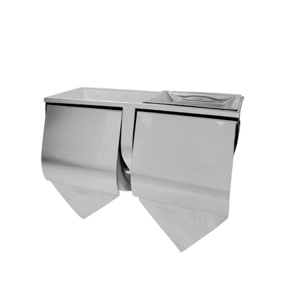 SS Double Toilet Roll Holder with Shelf.