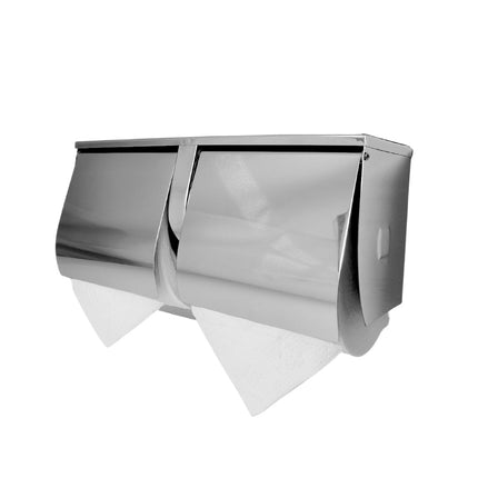 SS Double Toilet Roll Holder with Shelf.