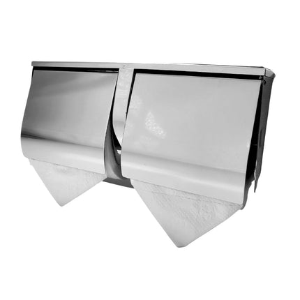 SS Double Toilet Roll Holder with Shelf.
