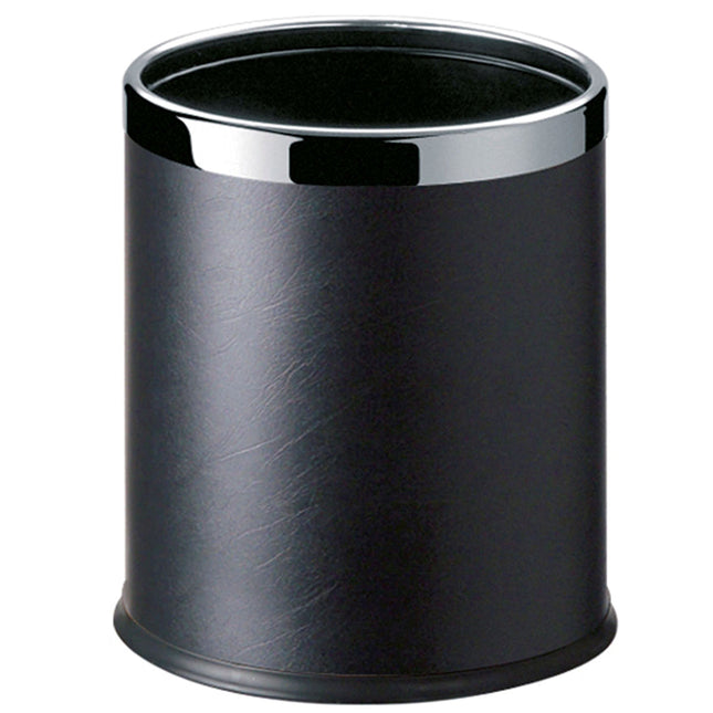 Round Leatherette Black Room Bin.