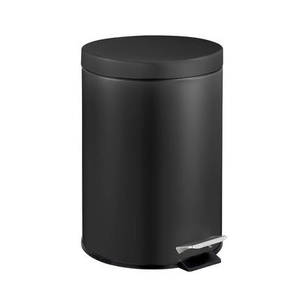 5L Round Stainless Steel Pedal Bin - Black.