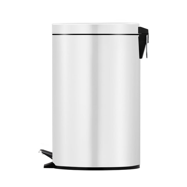 5L Round Stainless Steel Pedal Bin - White.