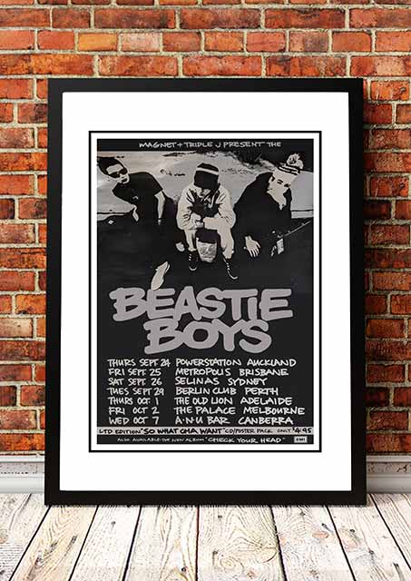 Beastie Boys 'Australian Tour' Poster 1990- Framed A4.