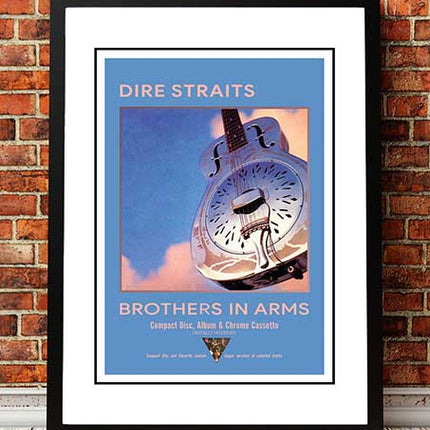 Dire Straits 'Brothers In Arms' In Store Poster 1985- Framed A4.