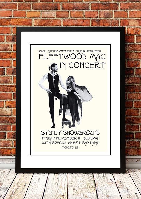 Fleetwood Mac / Santana 'Sydney Showground' Poster 1977 - Framed A2.