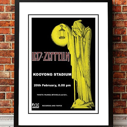 Led Zeppelin 'Kooyong Stadium' Melbourne, Australian Tour Poster 1972- Framed A4.