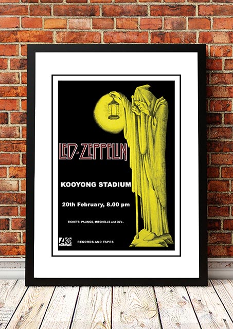 Led Zeppelin 'Kooyong Stadium' Melbourne, Australian Tour Poster 1972- Framed A4.