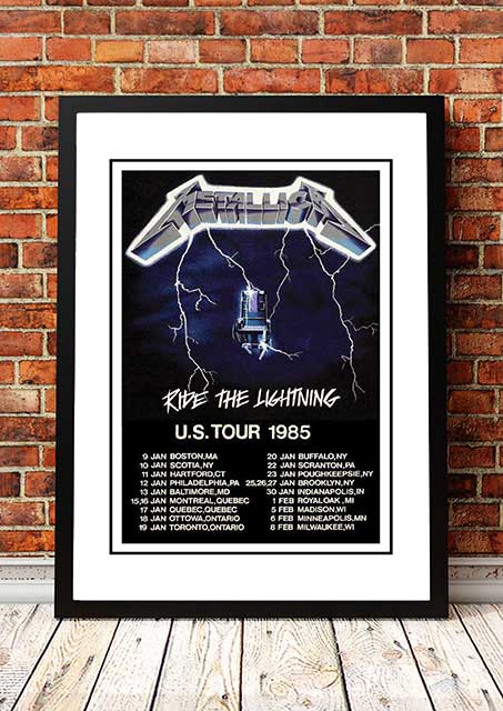 Metallica 'Ride The Lightning' US Tour Poster 1985 - Framed A1.