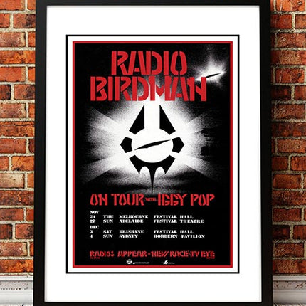 Radio Birdman / Iggy Pop 'Australian Tour' Poster 1984- Framed A4.