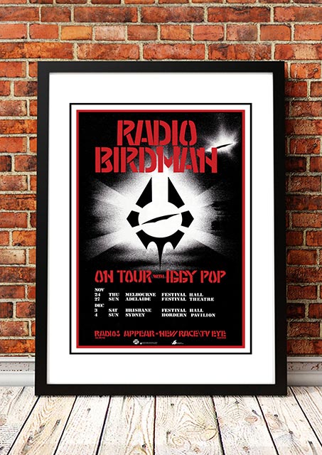 Radio Birdman / Iggy Pop 'Australian Tour' Poster 1984- Framed A4.