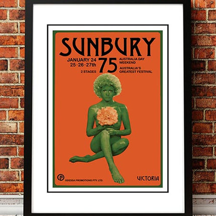 Sunbury 'Music Festival' Poster 1975 - Framed A3.