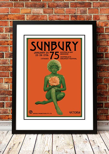 Sunbury 'Music Festival' Poster 1975 - Framed A3.