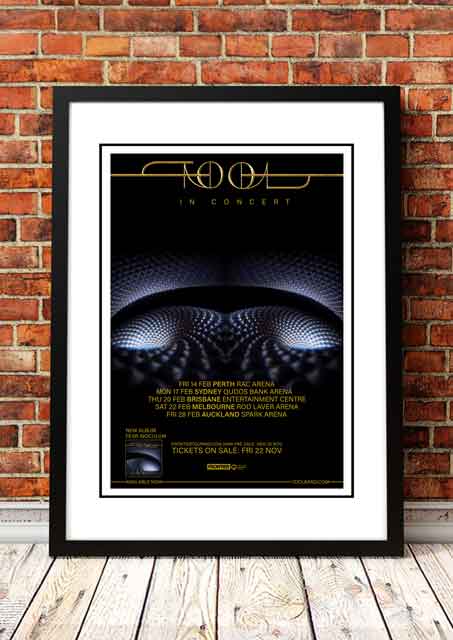 Tool 'Australian Tour' Poster 2020- Framed A4.