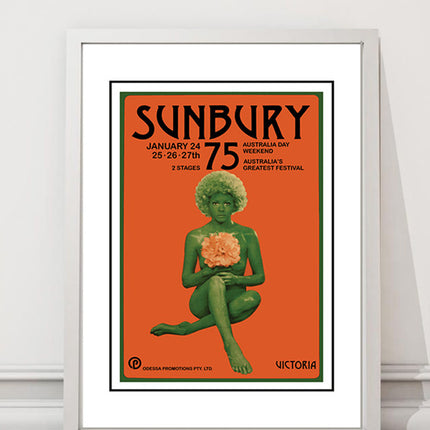 Sunbury 'Music Festival' Poster 1975 - Framed White A3.