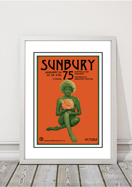 Sunbury 'Music Festival' Poster 1975 - Framed White A3.