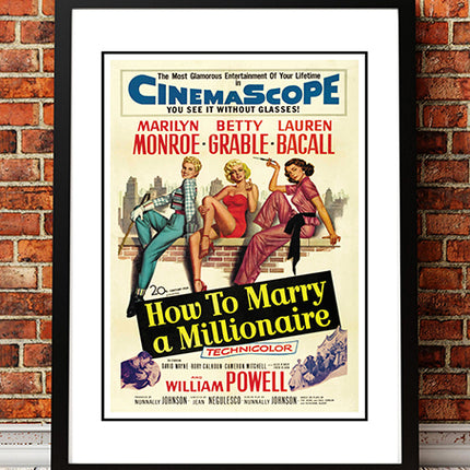 Marilyn Monroe ‘How to Marry a Millionaire’ Framed Movie Poster! - Framed A2.