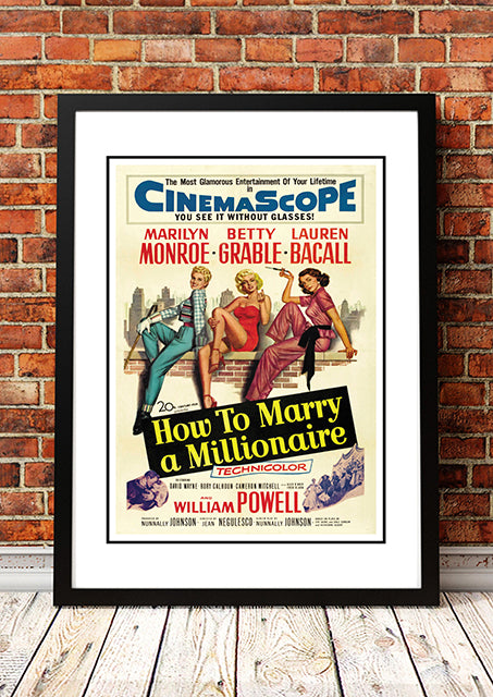 Marilyn Monroe ‘How to Marry a Millionaire’ Framed Movie Poster! - Framed A4.